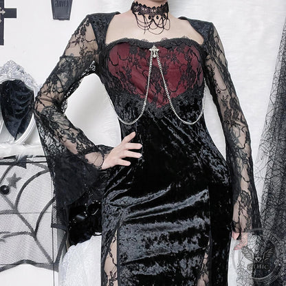 Floral Pattern Polyester Gothic Cheongsam Dress