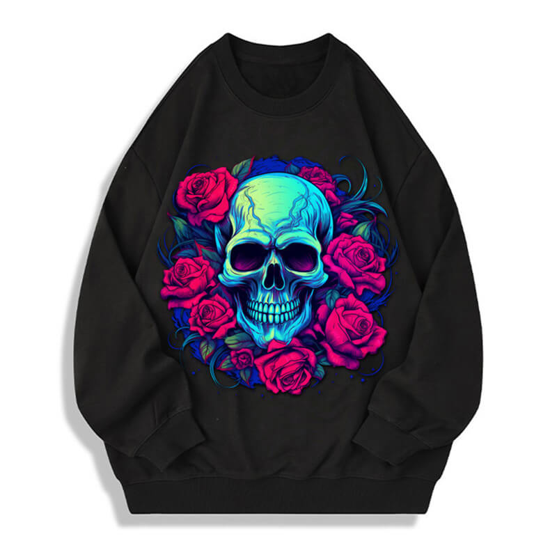 Floral Skull Cotton Emo Sweatshirt