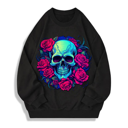 Floral Skull Cotton Emo Sweatshirt