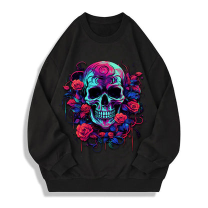 Floral Skull Cotton Emo Sweatshirt
