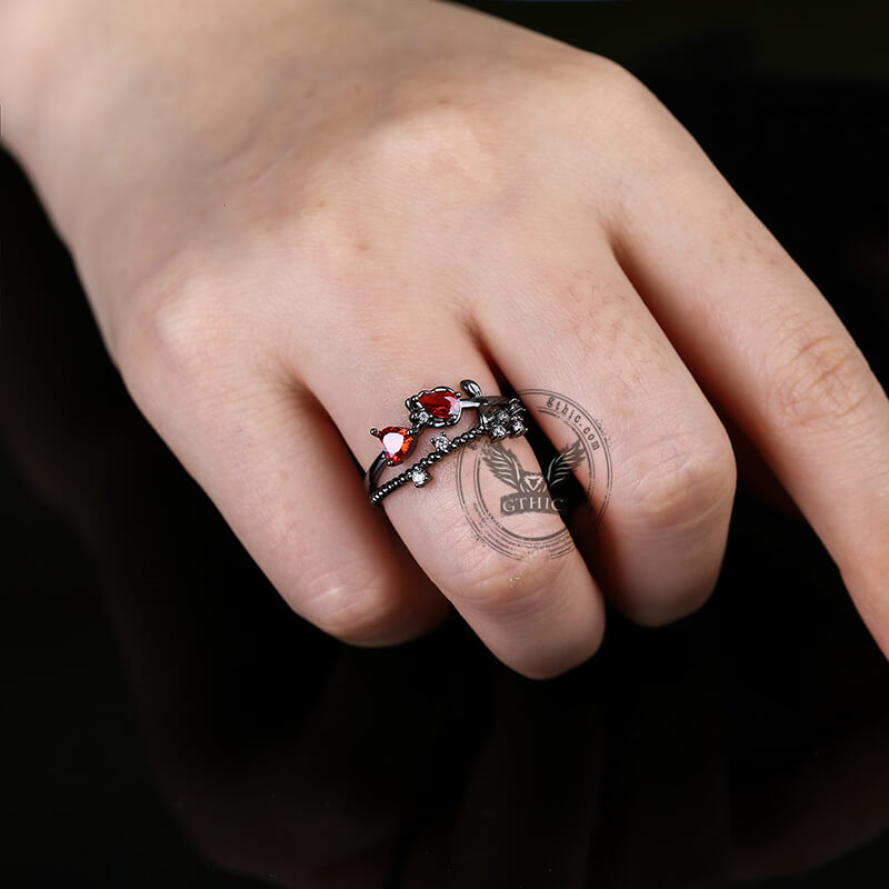 Flower Shape Alloy Adjustable Gothic Ring