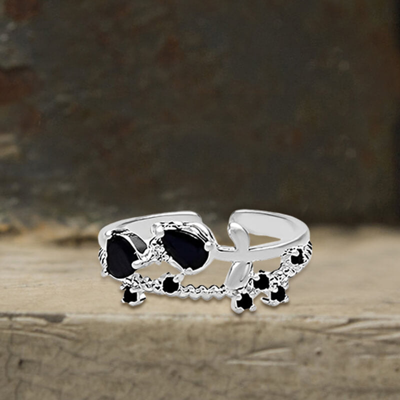 Flower Shape Alloy Adjustable Gothic Ring