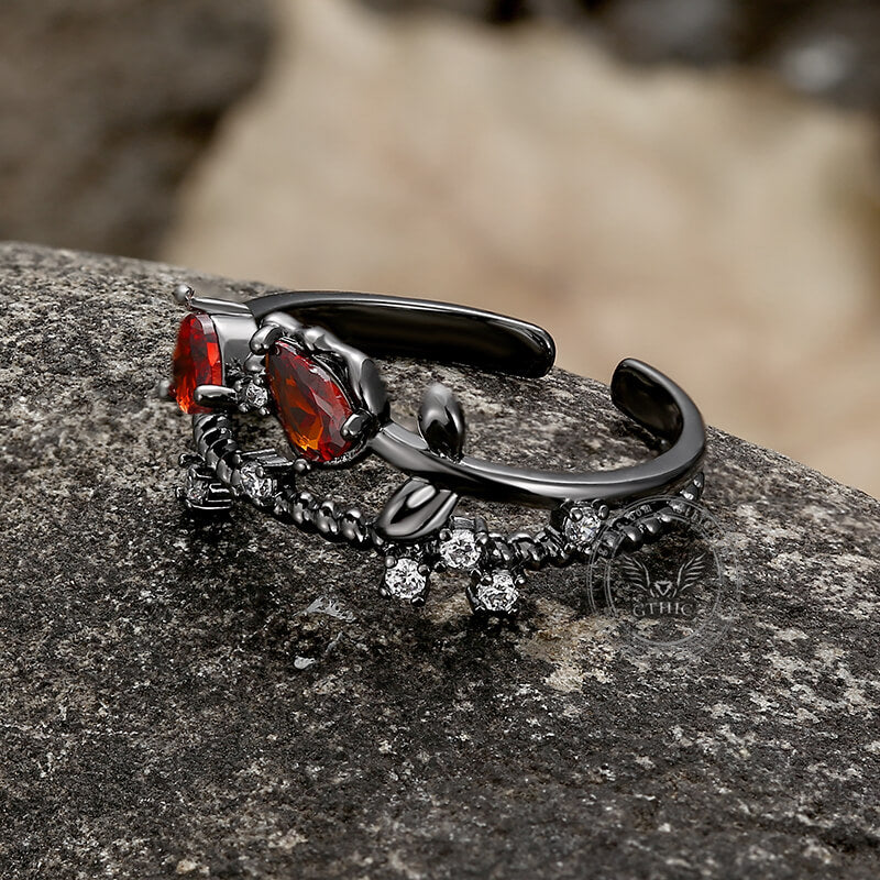Flower Shape Alloy Adjustable Gothic Ring