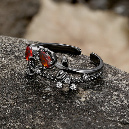 Flower Shape Alloy Adjustable Gothic Ring