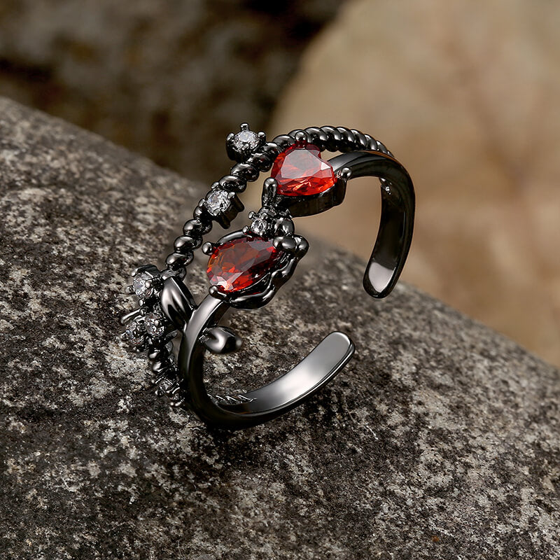 Flower Shape Alloy Adjustable Gothic Ring