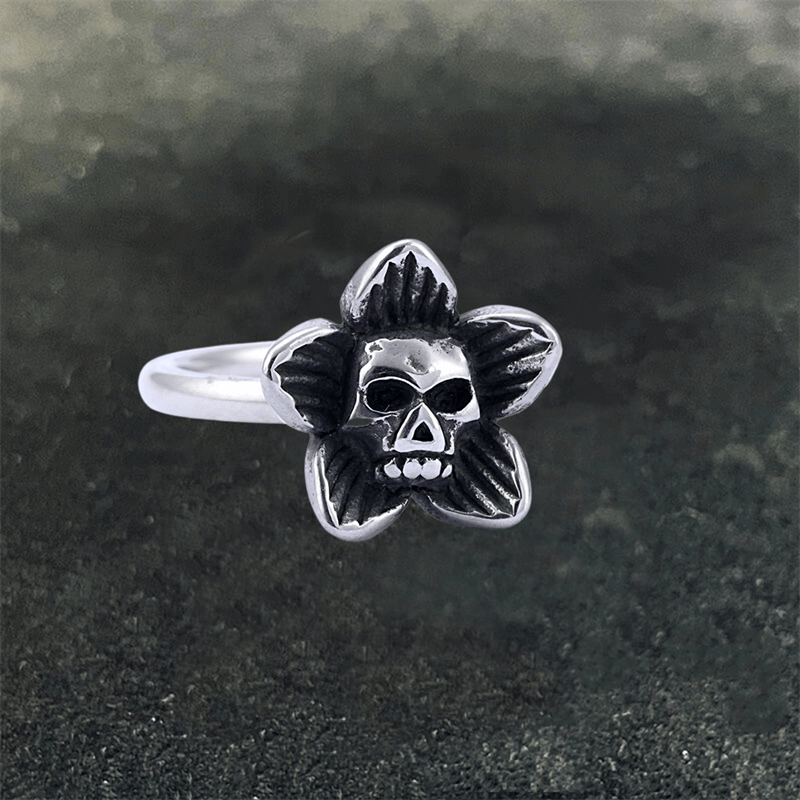 Flower Skull Stainless Steel Ring