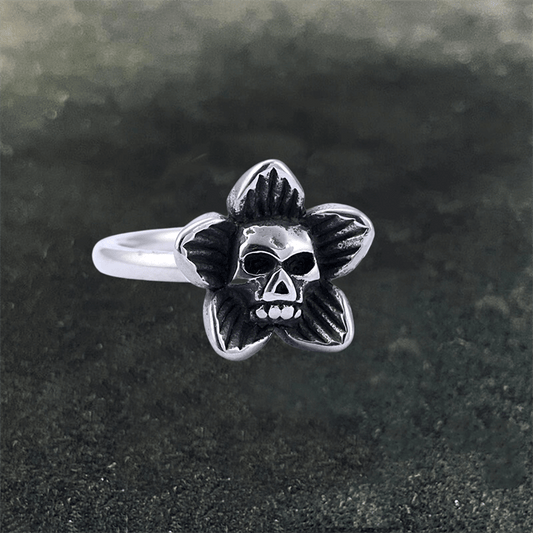 Flower Skull Stainless Steel Ring