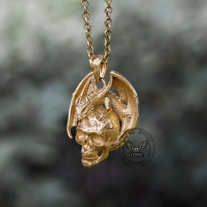 Flying Dragon Skull Stainless Steel Pendant