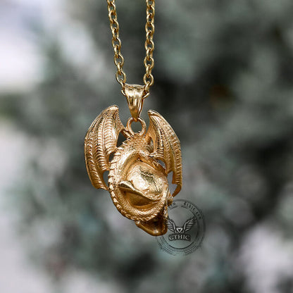 Flying Dragon Skull Stainless Steel Pendant