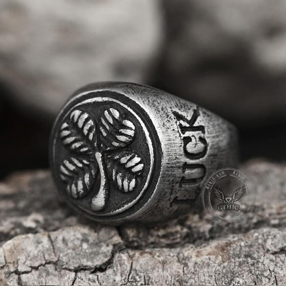 Four Leaf Clover Stainless Steel Lucky Ring