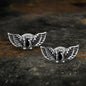 Freedom Wings Black Stone Stainless Steel Stud Earrings