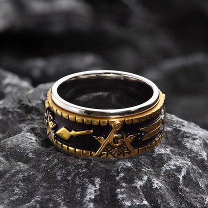 Freemasonry Symbol Stainless Steel Spinner Ring