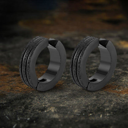 Frosted Geometric Stainless Steel Hoop Ear Cuffs