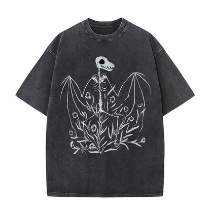 Fruit Bat Skeleton Washed Gothic T-shirt