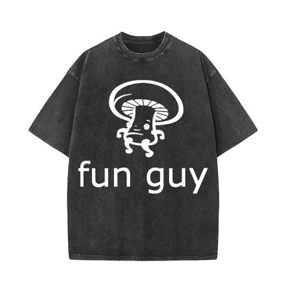 Fun Guy Print Vintage Washed T-shirt