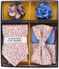 Vittorio Farina Men's Design Necktie, Bow Tie, Pocket Squares and Flower Lapel Pin in a Gift Box