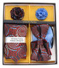 Vittorio Farina Men's Design Necktie, Bow Tie, Pocket Squares and Flower Lapel Pin in a Gift Box
