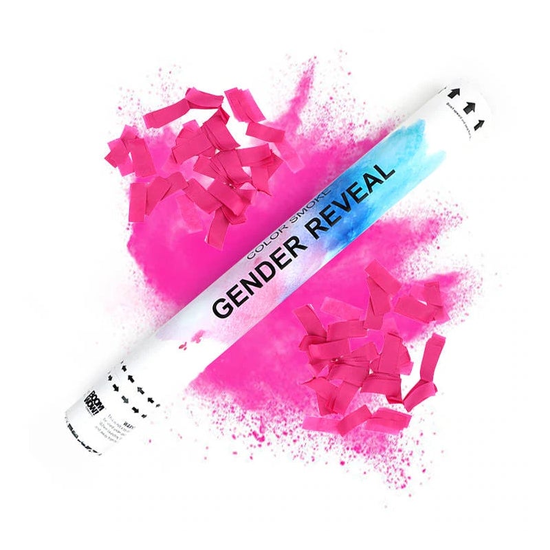 Pink Gender Reveal Confetti & Powder Cannons (8 Pack)