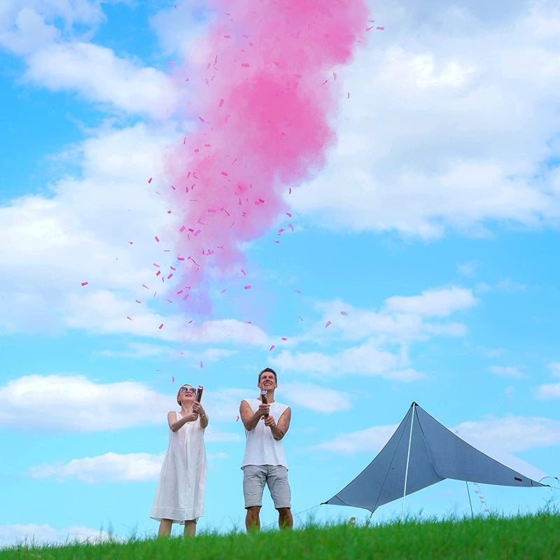Pink Gender Reveal Confetti & Powder Cannons (8 Pack)