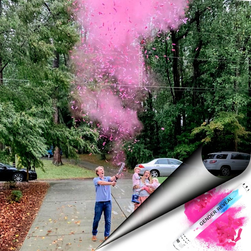 Pink Gender Reveal Confetti & Powder Cannons (8 Pack)