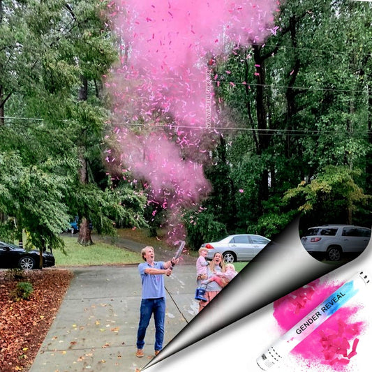 Pink Gender Reveal Confetti & Powder Cannons (8 Pack)