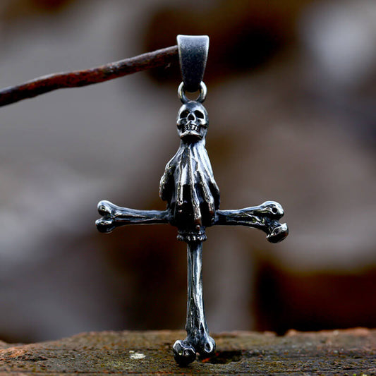 Ghost Hand Stainless Steel Skull Pendant