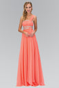 One Shoulder Floor Length Empire Dress with Jewel Detailing