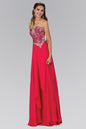Strapless Chiffon Floor Length Dress with Jeweled Bodice