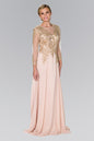 Lace Embellished Floor Length Dress with Sheer Sleeve