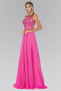 Bead Embellished Chiffon Floor Length Dress