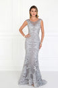 Mesh Mermaid Long Dress with Flower Attached