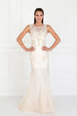 Mesh Mermaid Long Dress with Beads and Jewels Embellished