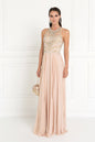 Chiffon A-Line Long Dress with Beads and Jewels Embellished