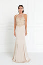 Charmeuse Mermaid Long Dress with Beads and Sequin Embellished