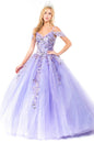 Embroidery Embellished Glitter Mesh Quinceanera Dress