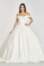 3D Floral Applique and Jewel Embellished Glitter Mesh Quinceanera Dress
