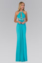 Long Dress Accented with Jewel Embellished Bodice and Cut Outs