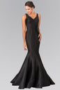 Trumpet Style Mikado Long Dress Accented with Beads on Straps