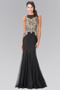 Embroidered Bodice Long Dress with Sheer Back