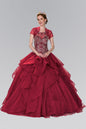 Full Beaded Bodice Illusion Sweethearted Ball Gown /w Bolero