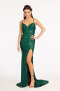 Cut-Out Back Embroidered Sweetheart Neckline Sequin Prom Dress w/ Leg Slit