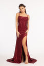 Straight Across Sequin Embellished Mermaid Dress w/ Slit