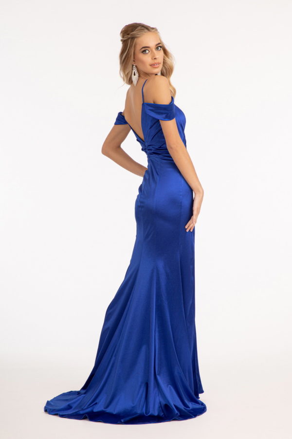 Sweetheart Satin Mermaid Dress w/ Pleated Waist and Slit