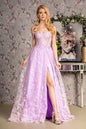 Bead Strapless Mesh A-line Long Dress w/ Detachable Sleeves