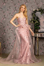 Jewel Strapless Mesh Mermaid Long Dress w/ Waist Drape