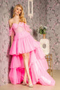 3-D Heart Applique Bead Layered Skirt Mesh A-line Long Dress