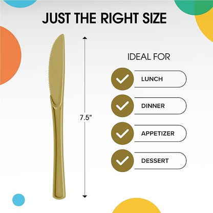 Heavy Duty Gold Plastic Knives | Case of 1200