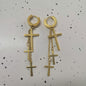 Gold Cross Stainless Steel Hoop Earrings