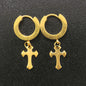 Gold Cross Stainless Steel Hoop Earrings