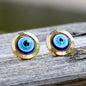Gold Evil Eye Stainless Steel Stud Earrings